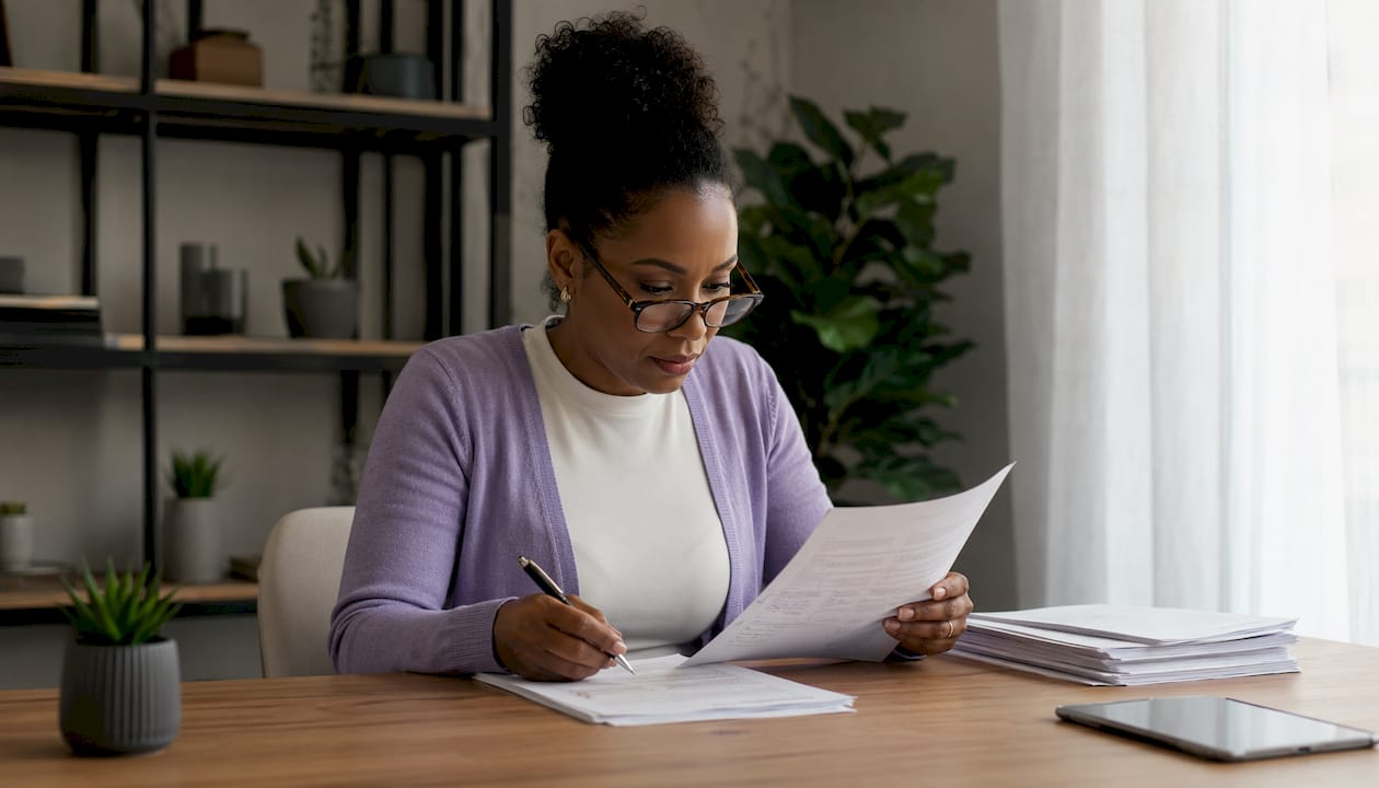 Compliance officer reviewing AI regulation documents