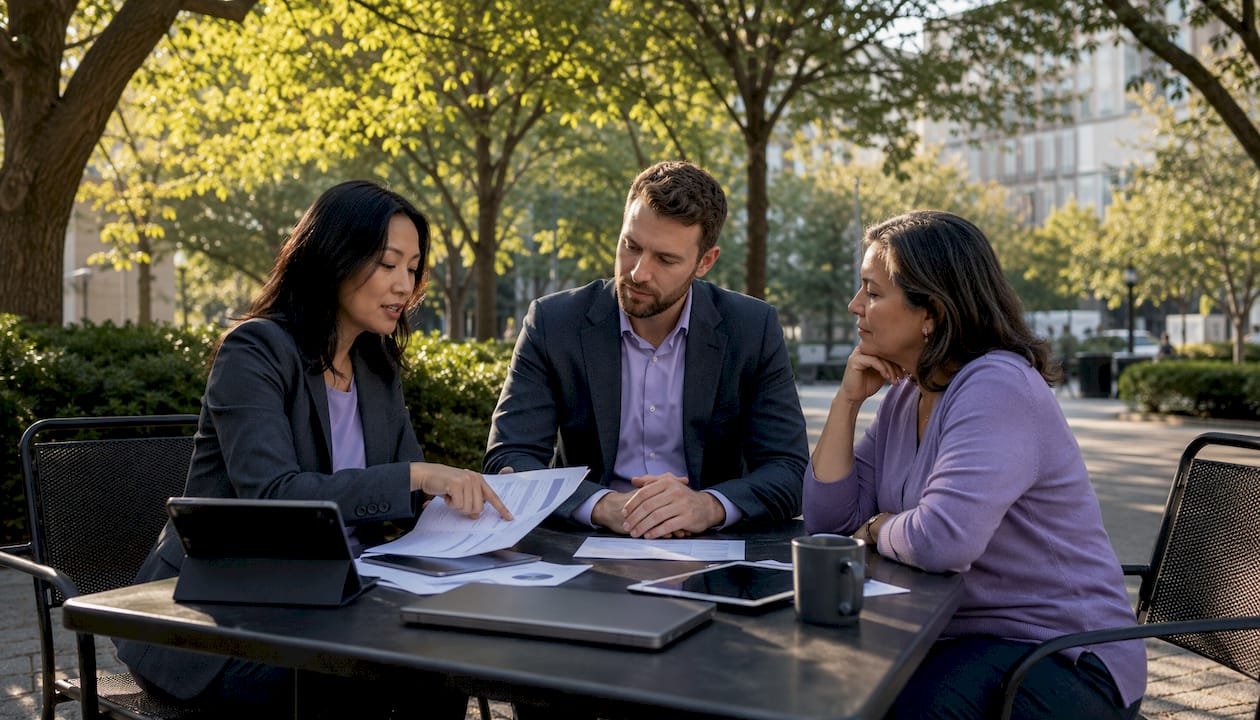 Legal and IT team discussing AI compliance checklist