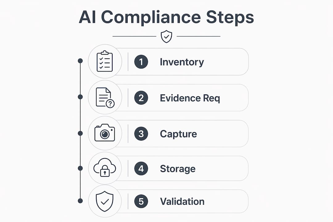 Infographic showing AI compliance process steps