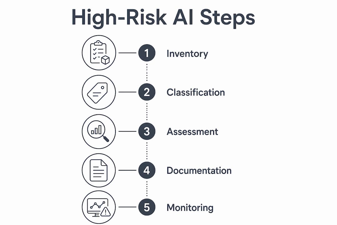 Infographic outlining high-risk fintech AI system compliance steps
