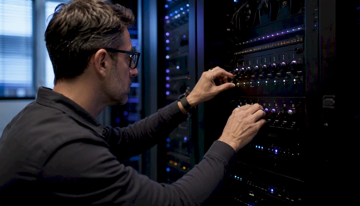 Hands adjusting model pin hardware controls