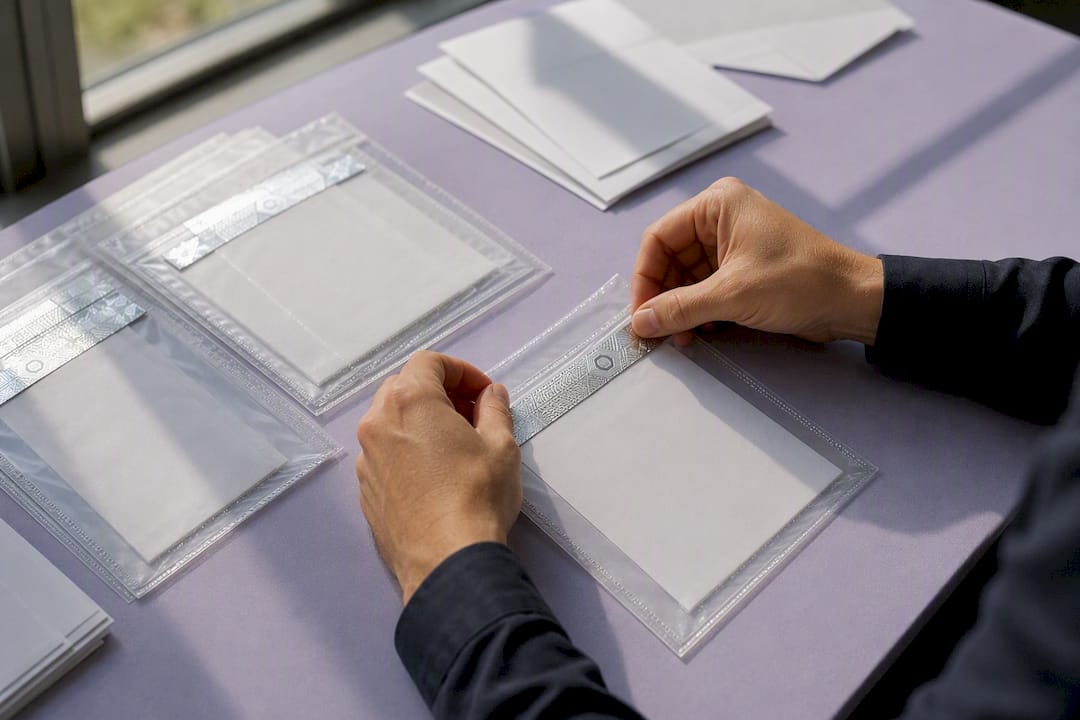 Hands applying cryptographic seals on evidence packets