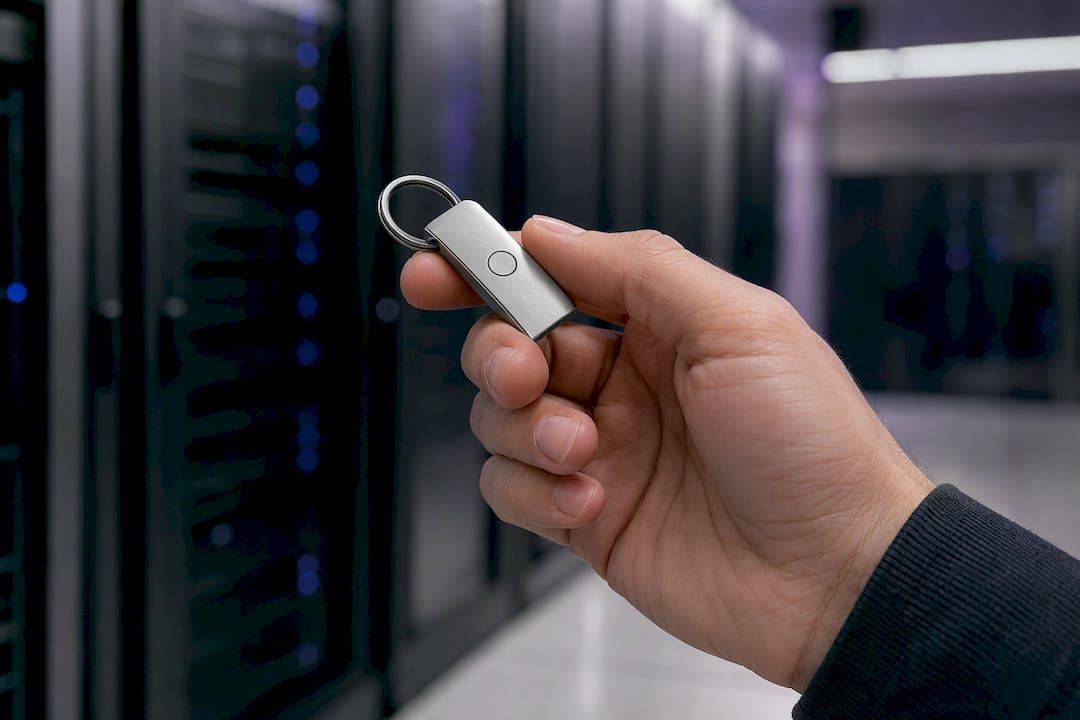 Hand holding cryptographic security token
