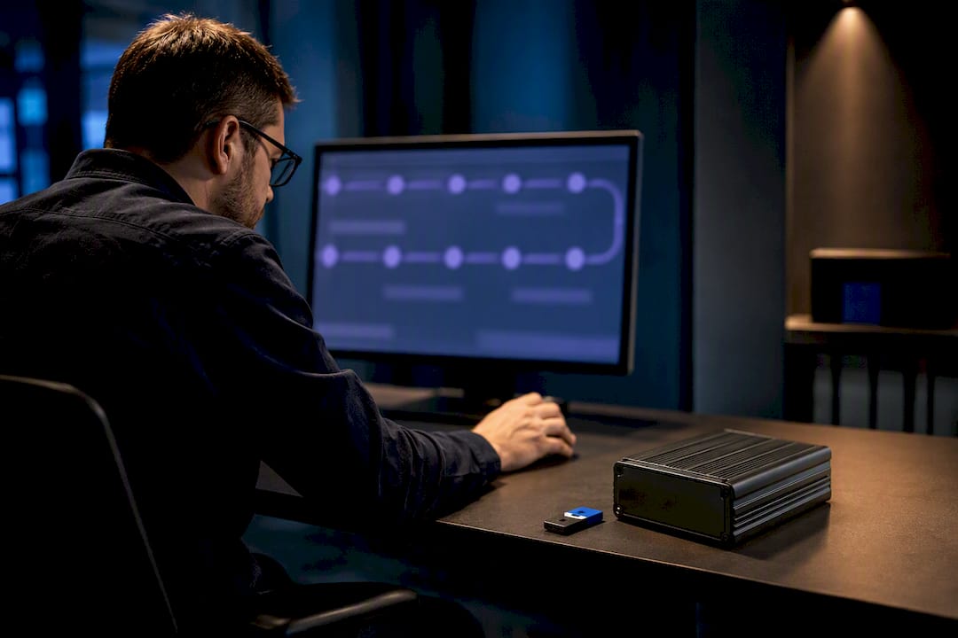 Engineer verifying an immutable audit log