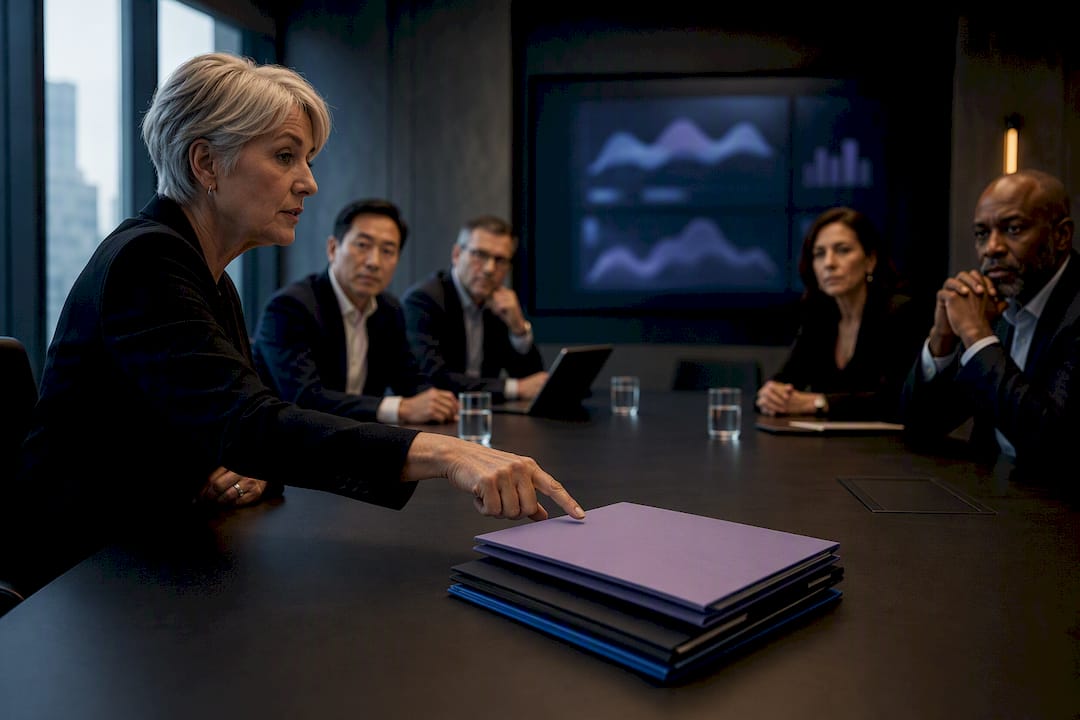 Board reviewing AI risk evidence briefing