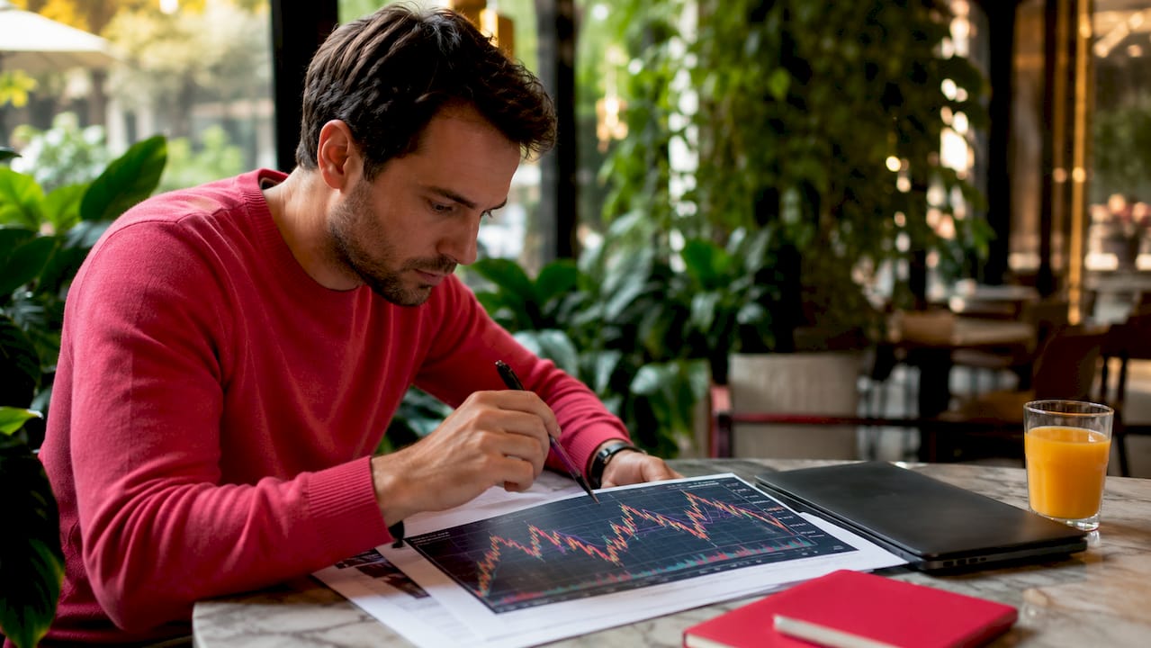 Hands analyzing crypto volatility charts