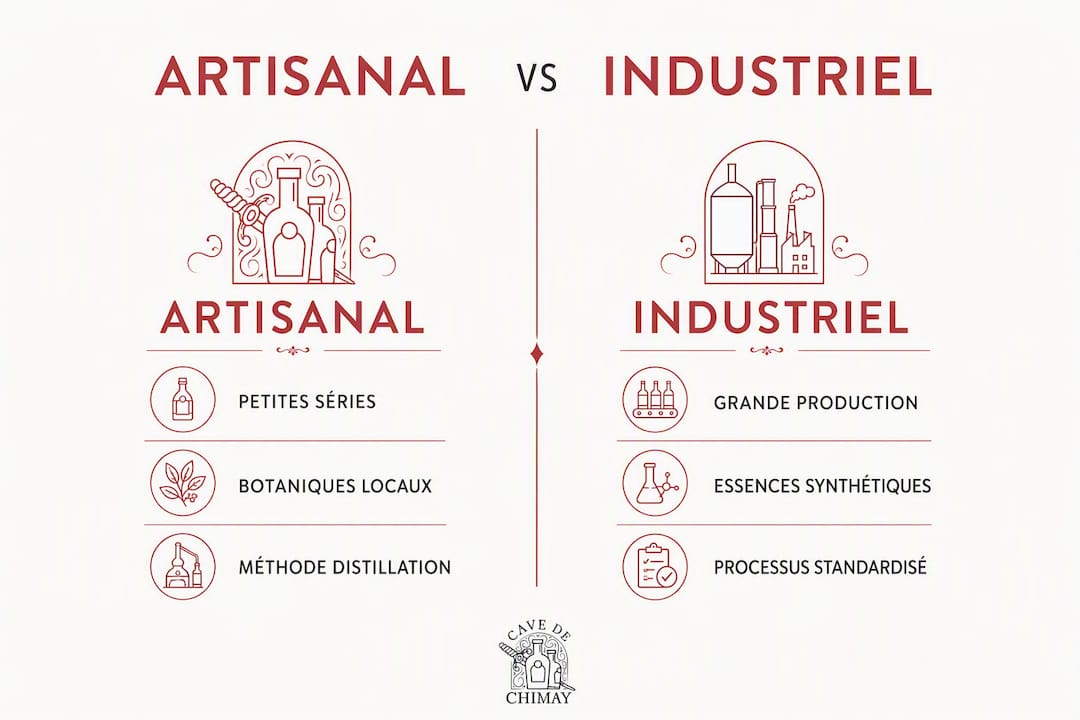 Infographie : les différences entre gin artisanal et gin industriel