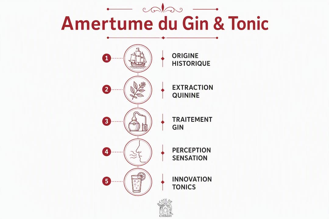 Infographie détaillant les différentes étapes qui confèrent au gin son amertume caractéristique