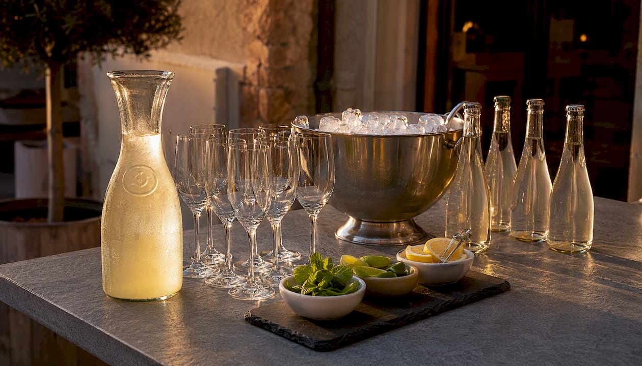 Station en libre-service pour préparer soi-même un apéritif spritz au gin