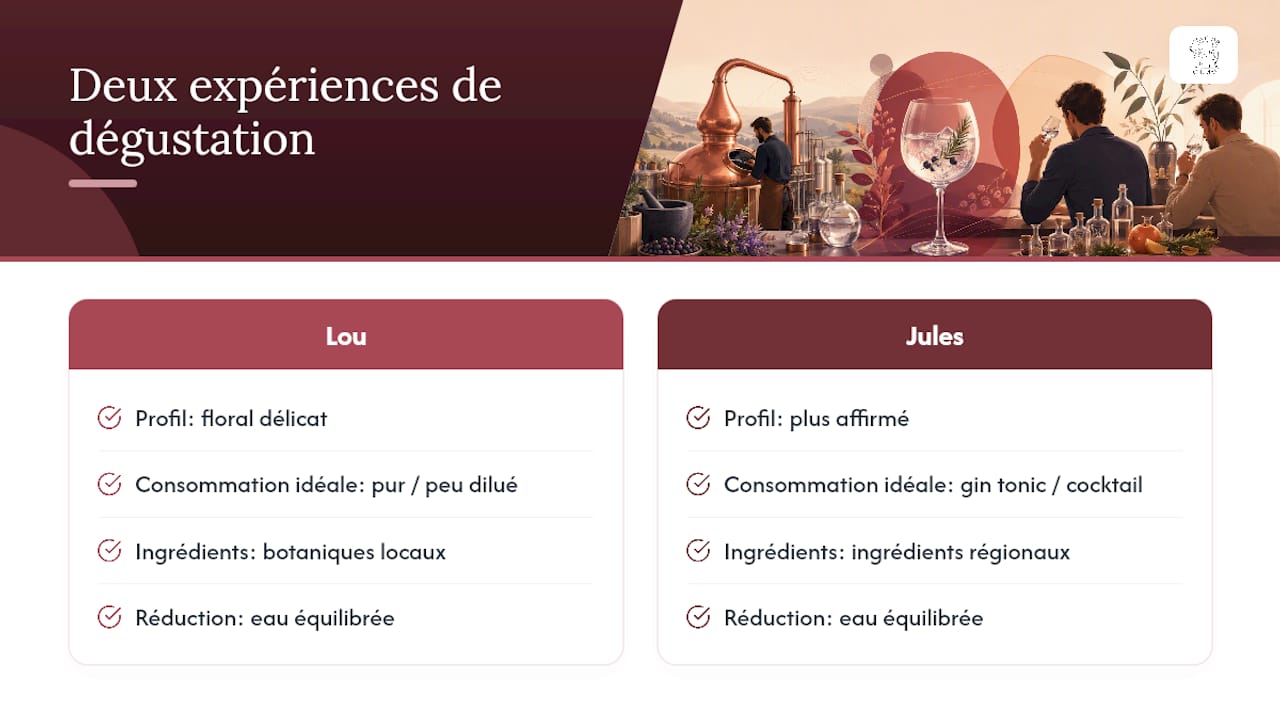 Deux gins, deux degrés pensés pour deux expériences — overview diagram
