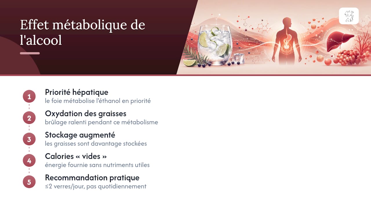 Ce que l'alcool fait réellement à votre métabolisme — overview diagram
