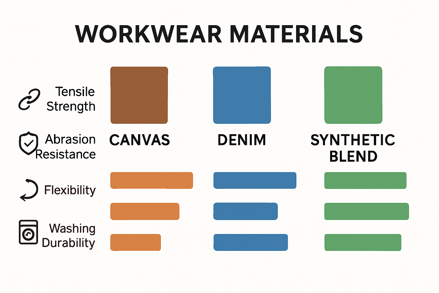 Durability comparison of common workwear materials