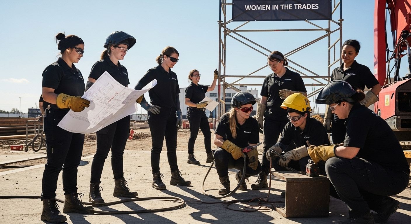 women trades construction site