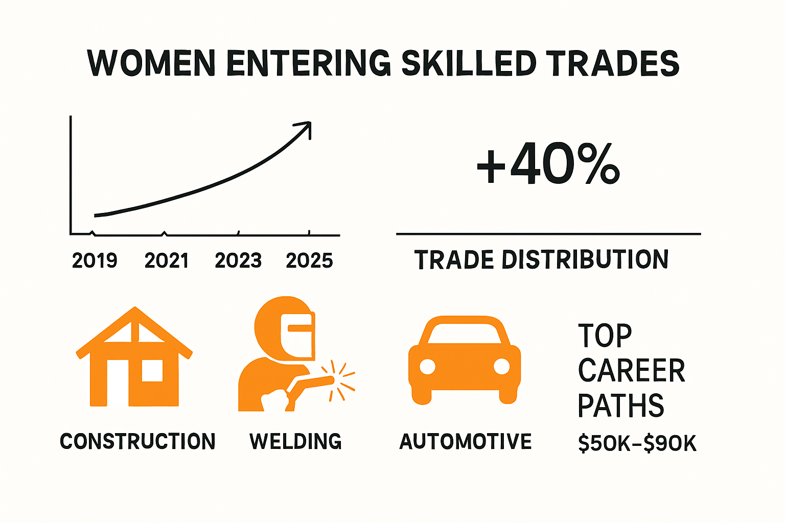 Infographic of women’s growth in skilled trades and career statistics