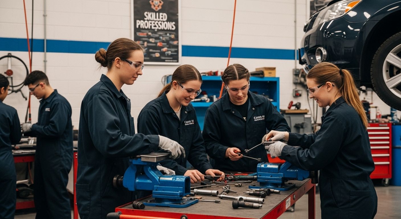 automotive trade school students
