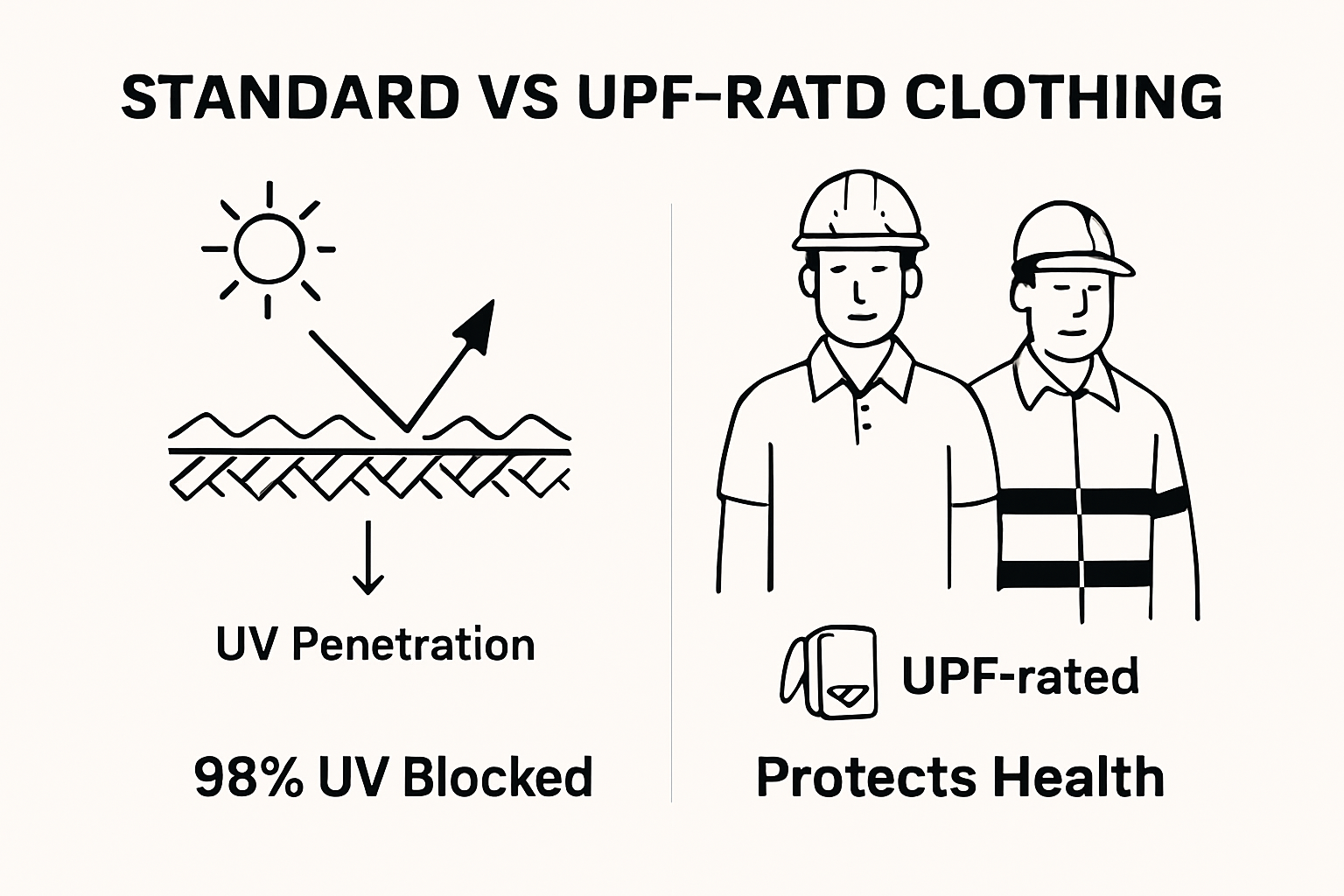 UV protection comparison between regular and UPF 50 workwear