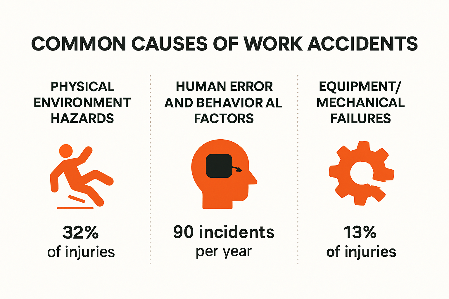 visual summary of main work accident causes