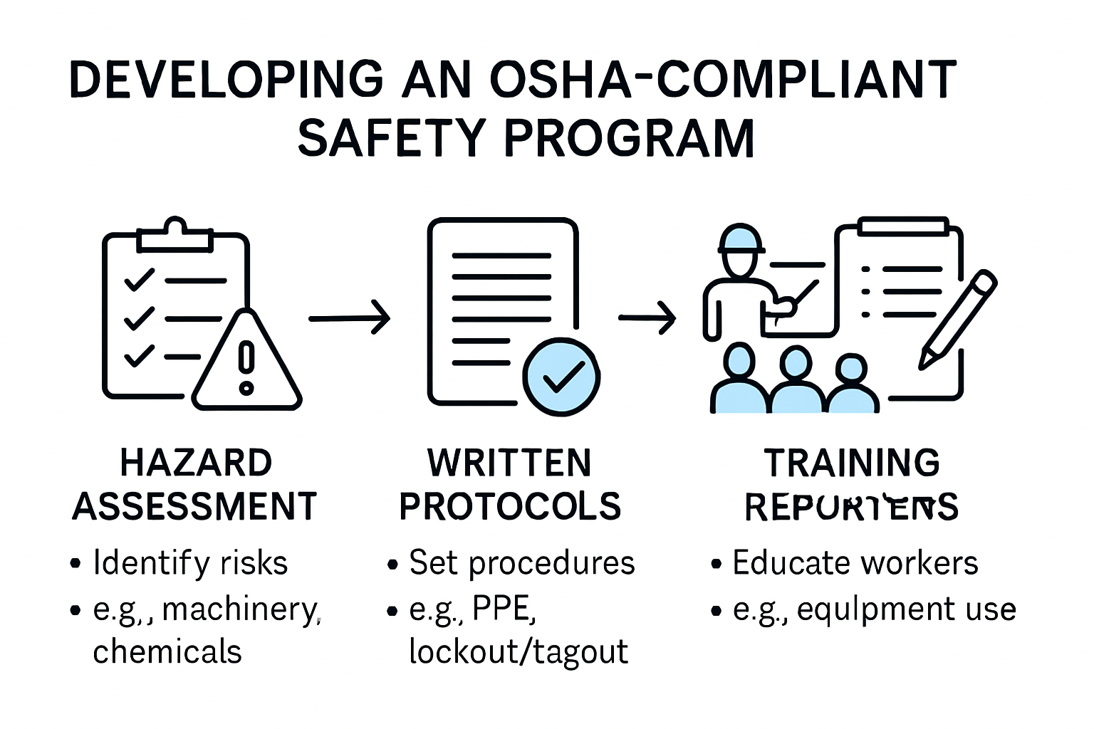 OSHA safety program step-by-step infographic