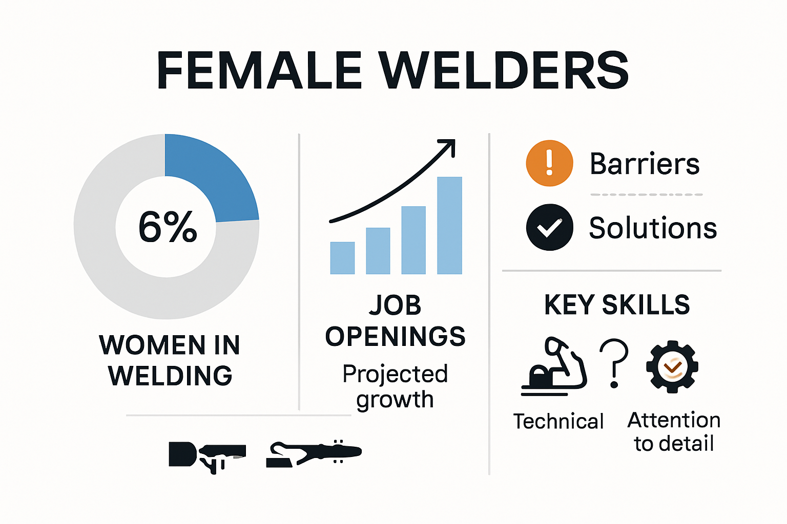 Infographic showing female welder workforce stats and trends