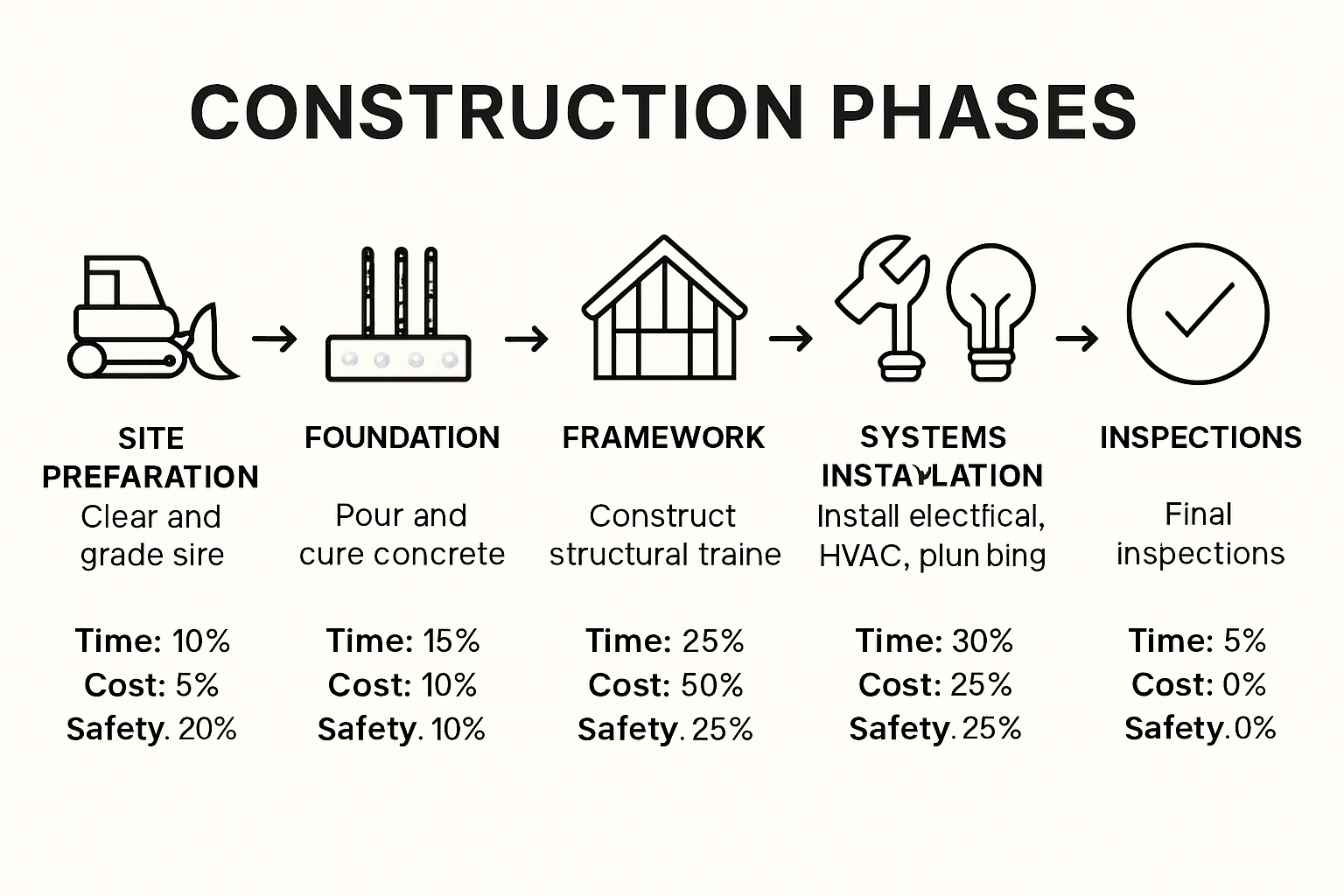 Infographic outlining main phases of a construction project