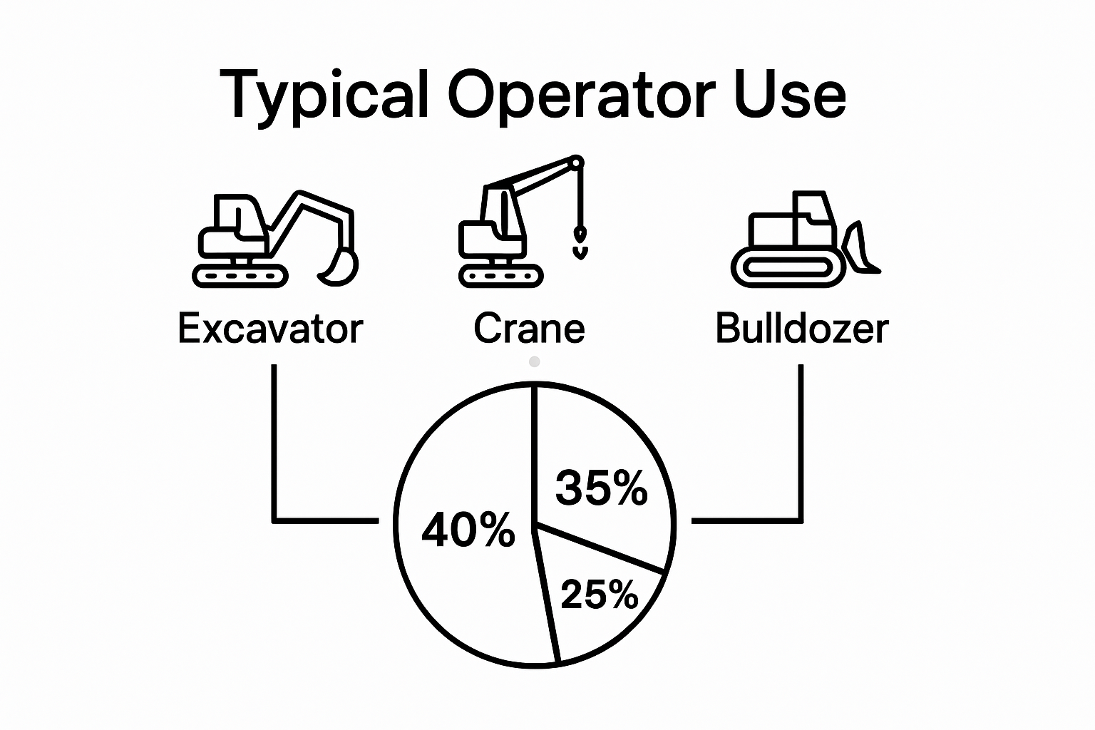 Infographic comparing types of construction equipment most operated