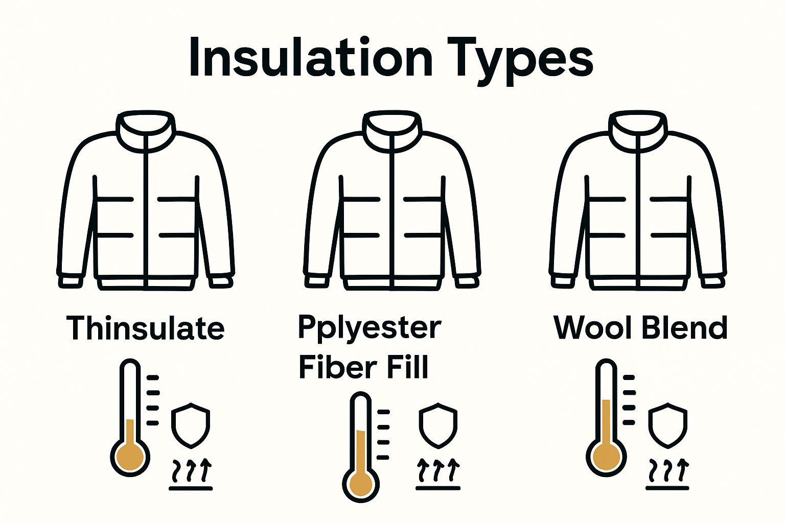 Infographic comparing insulation materials in warm work jackets