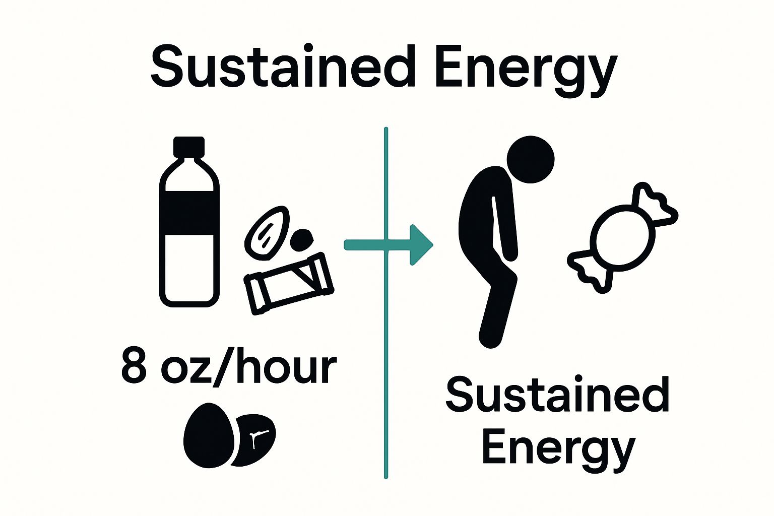 Infographic comparing hydration and snack choices for work energy