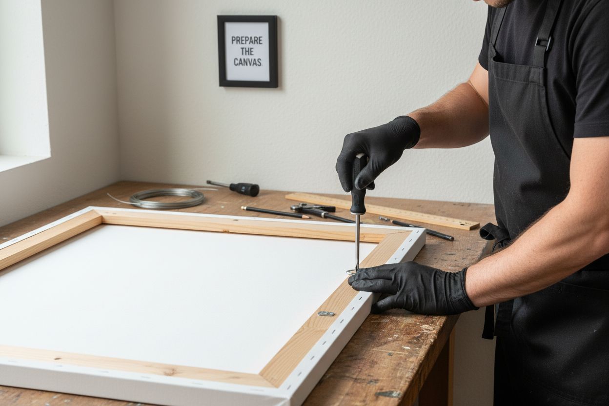 prepare canvas hanging