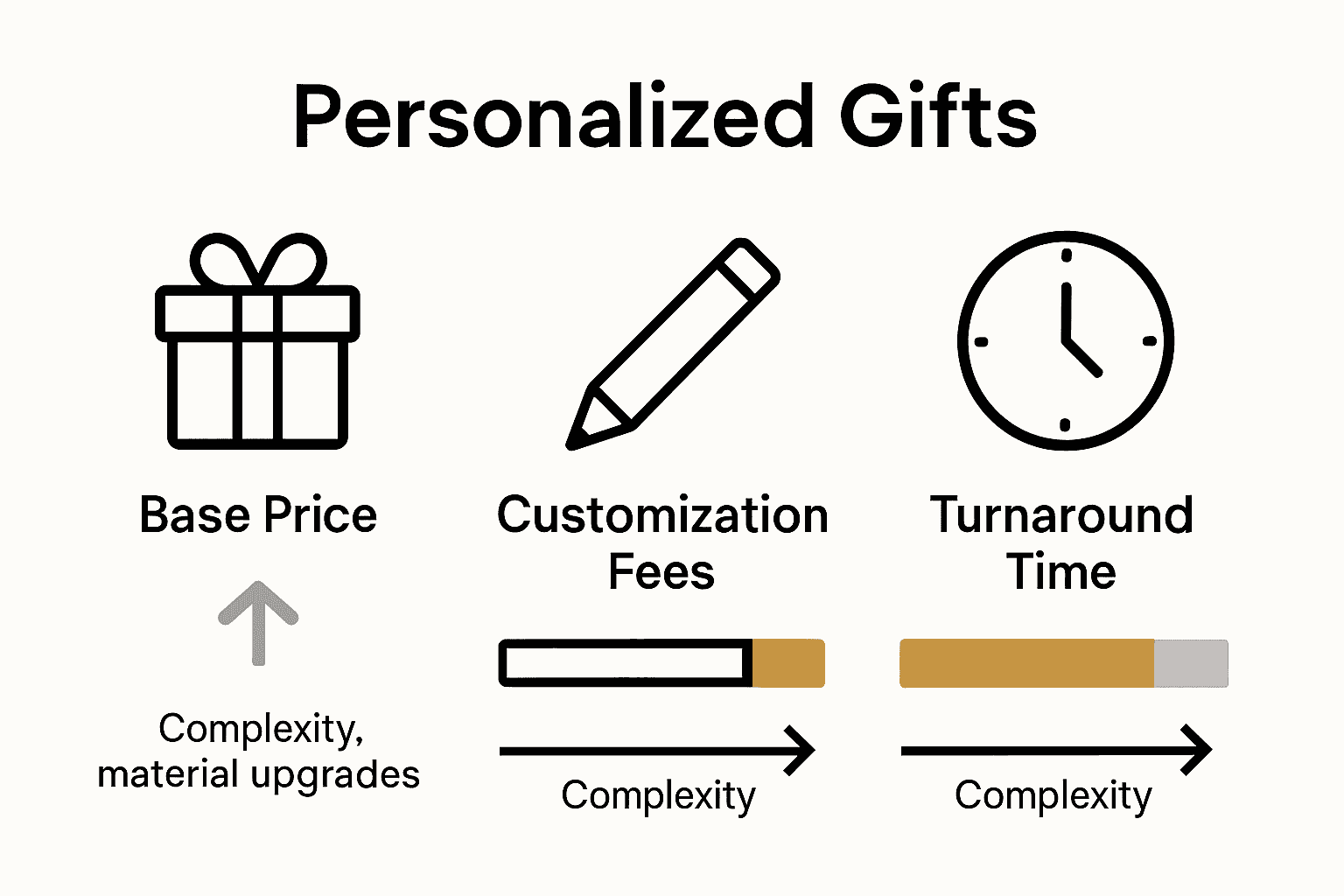 Infographic chart comparing personalized gift cost factors