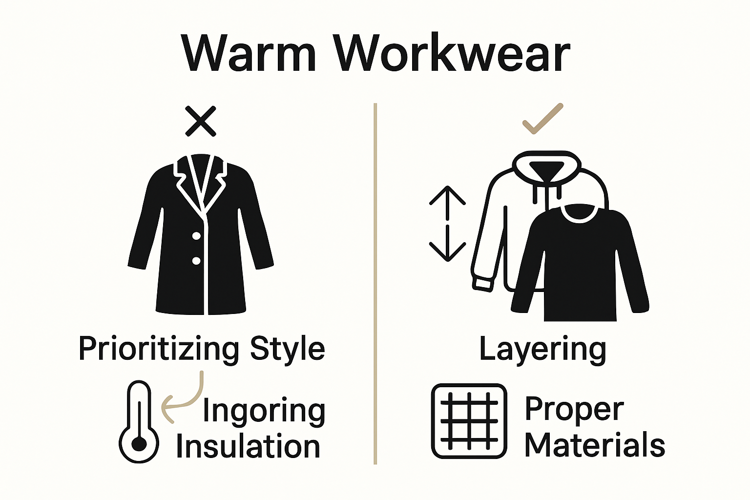 Infographic comparing workwear mistakes and best practices