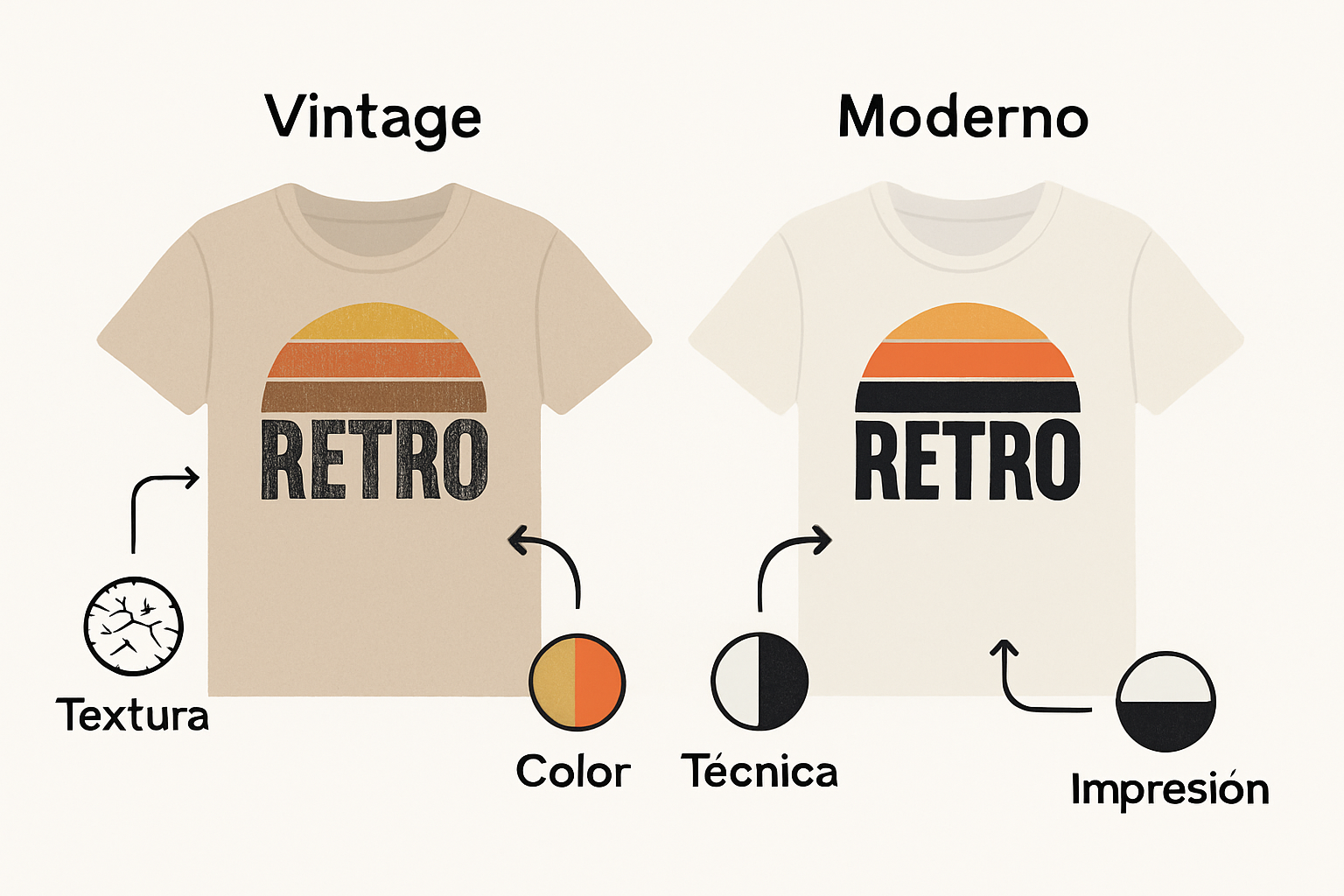 Infografía de comparación gráficos vintage auténtico vs moderno