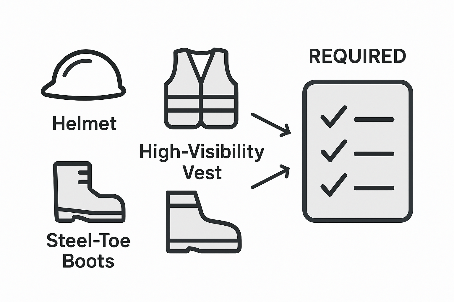 Infographic comparing essential construction PPE items