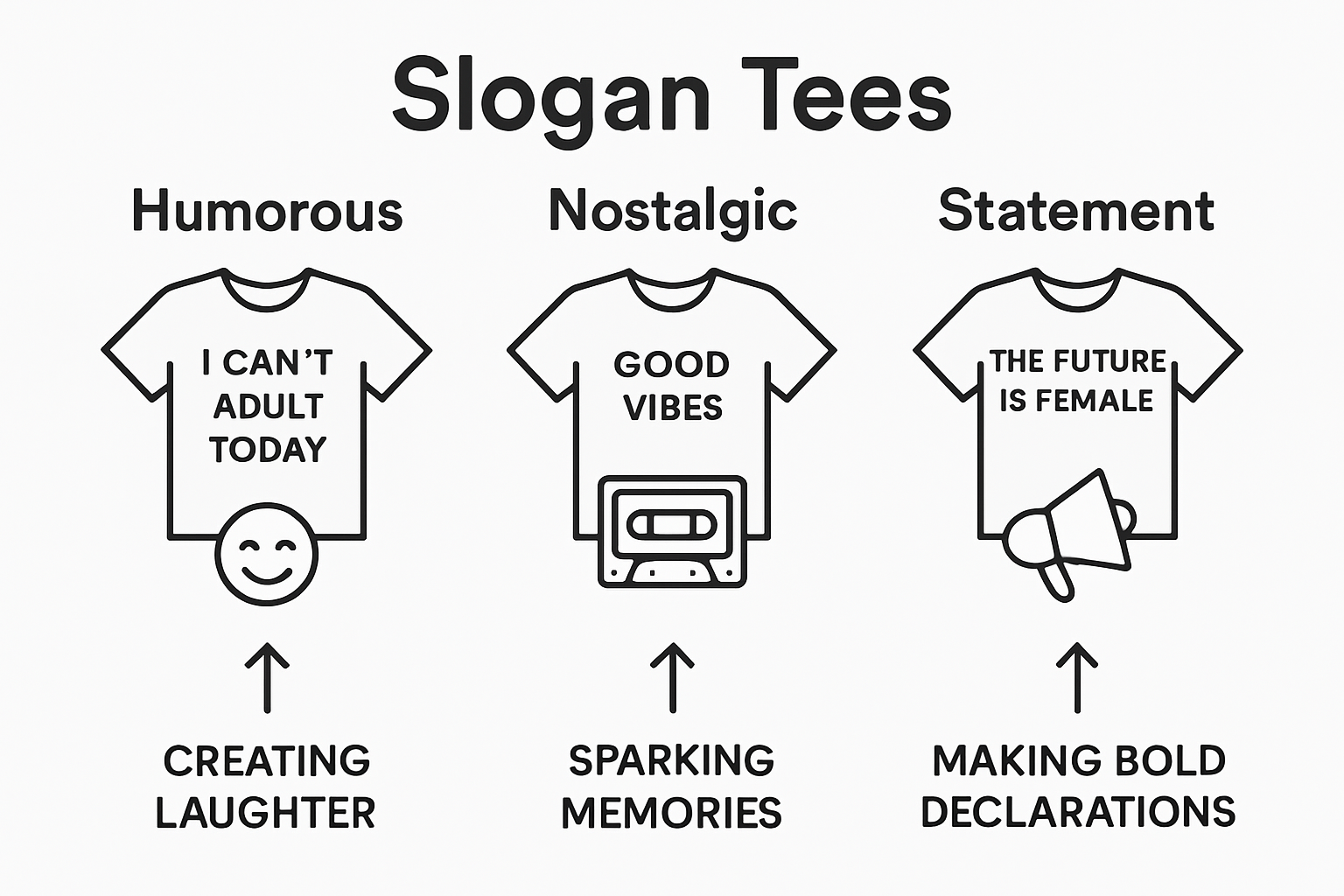Infographic comparing types of slogan tees