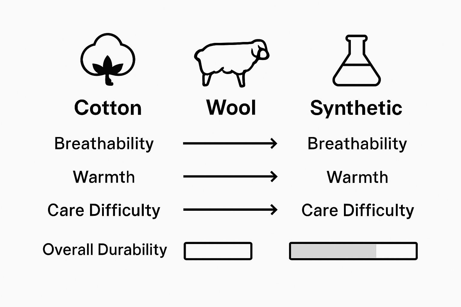 Infographic comparing blanket material qualities