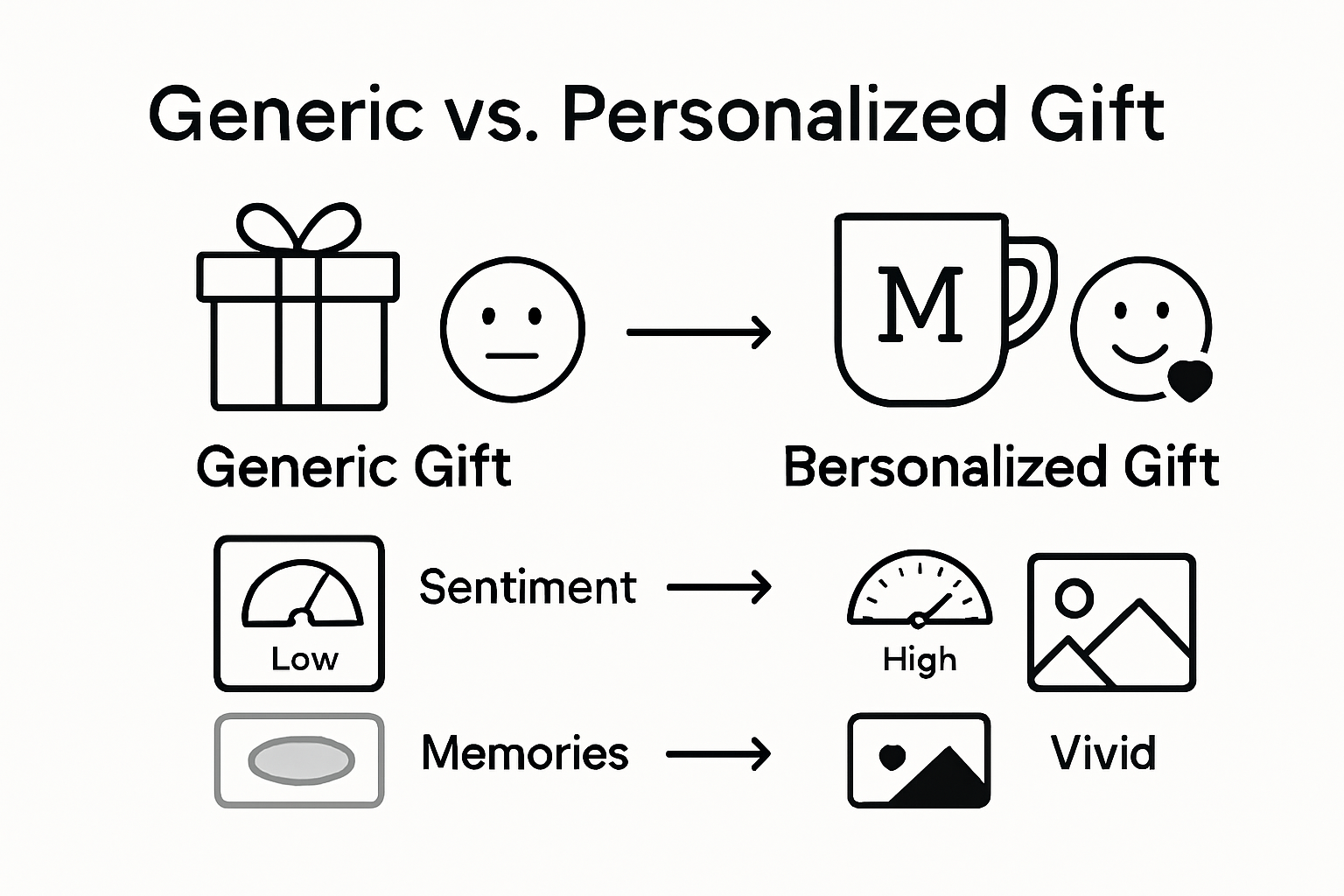 Infographic comparing generic and personalized gifts