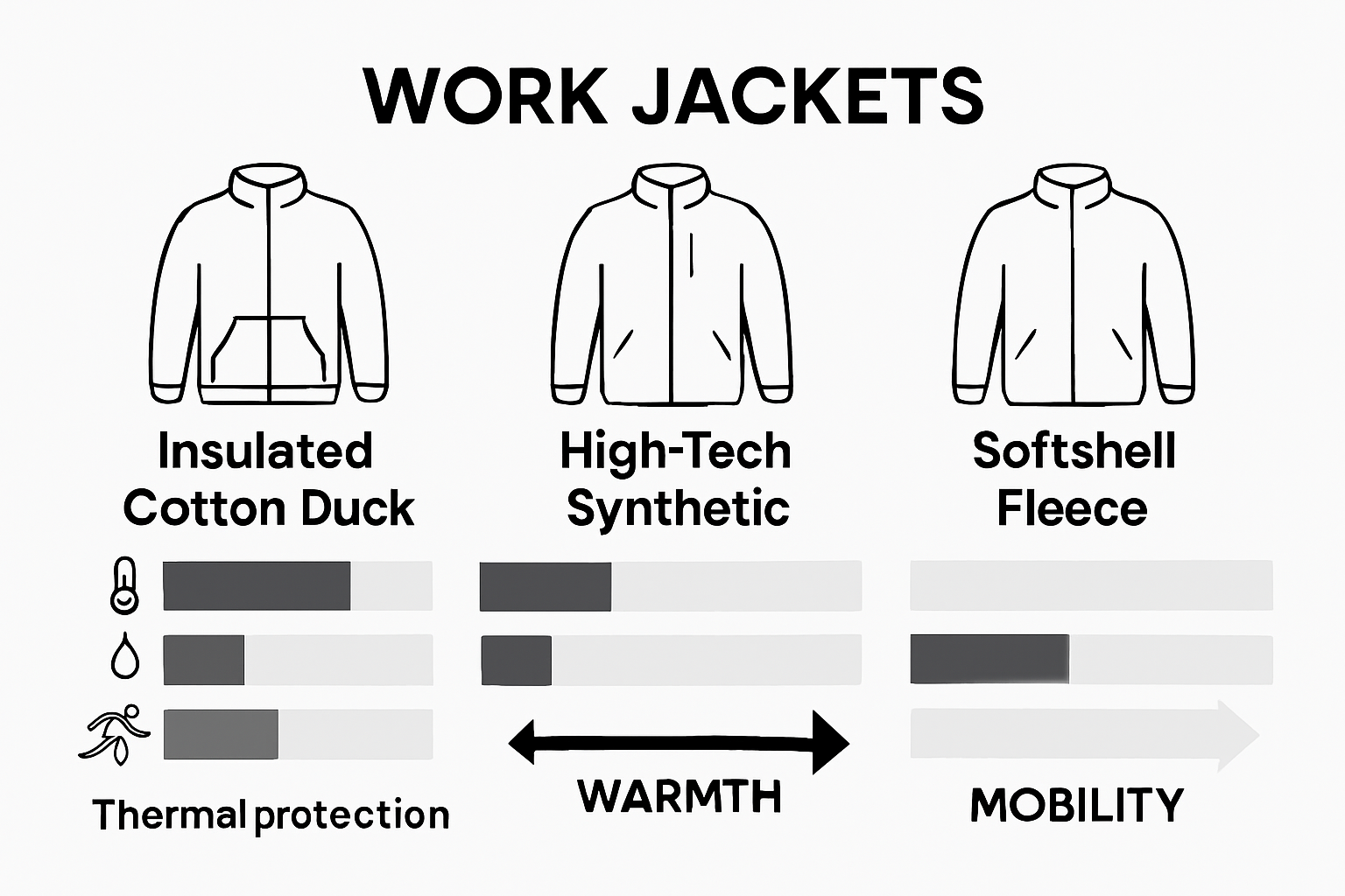 Infographic comparing work jacket styles