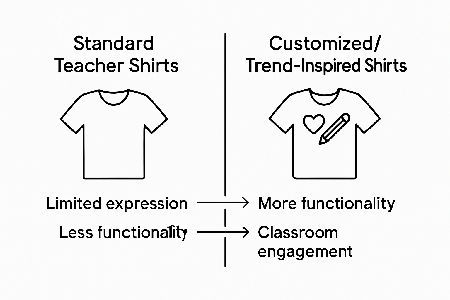 Infographic comparing standard and customized teacher shirts