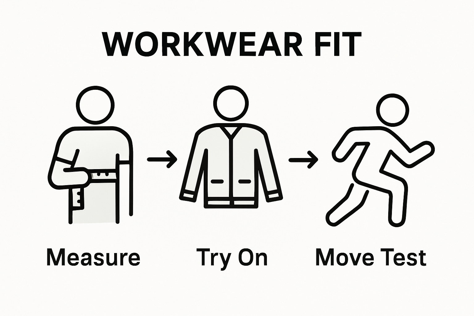 Infographic of steps for testing workwear fit and comfort
