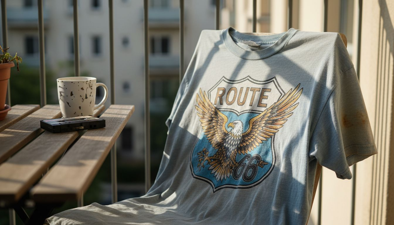 Close-up faded vintage graphic t-shirt