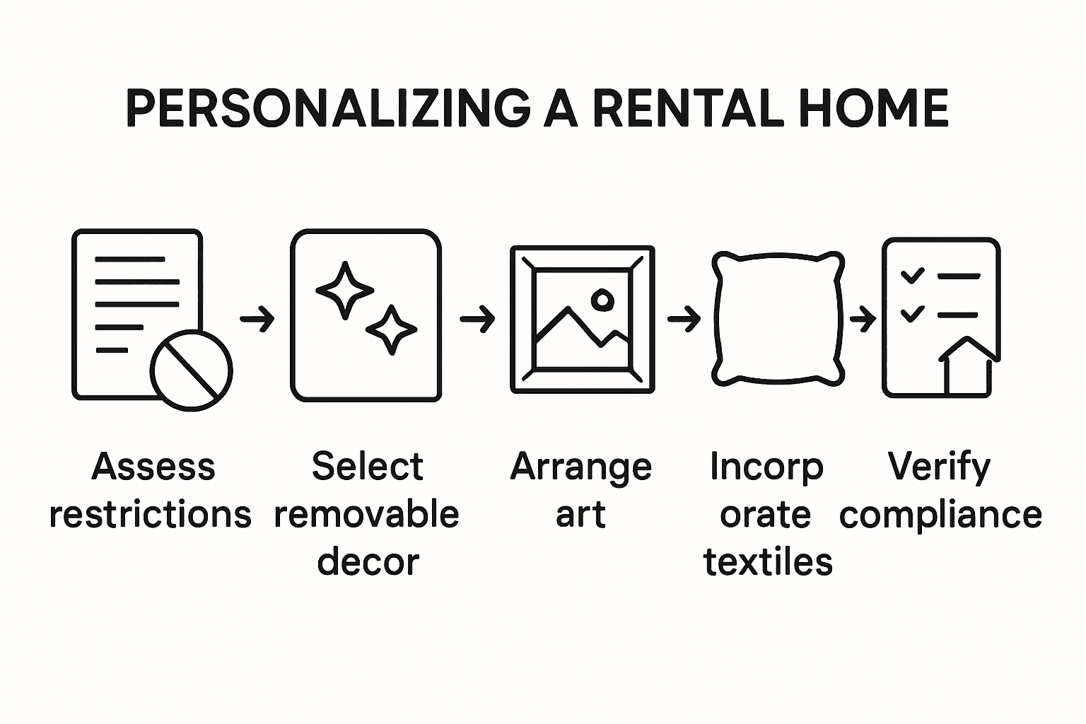 Infographic with steps for rental home personalization