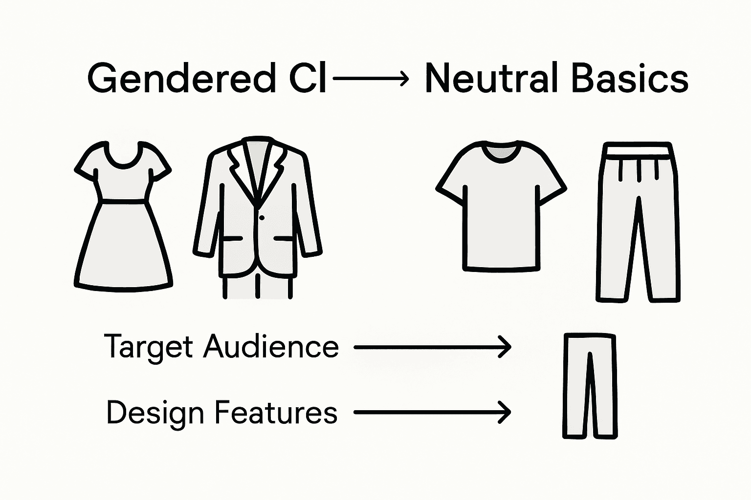 Infographic comparing gendered and neutral apparel
