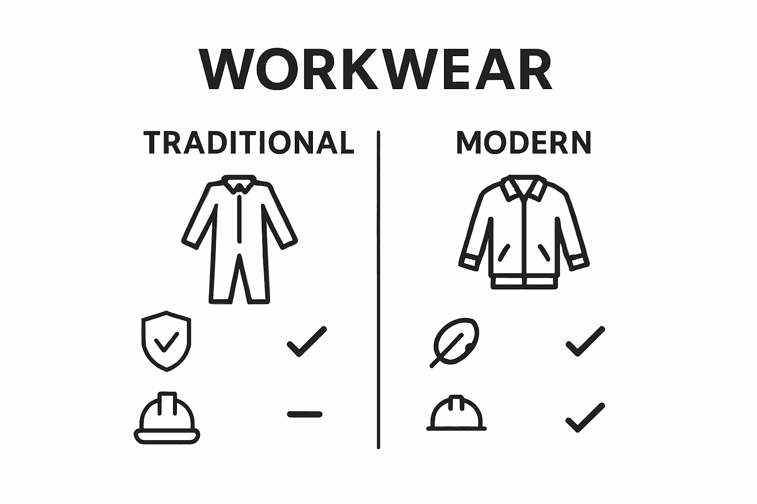 Infographic comparing traditional and modern workwear