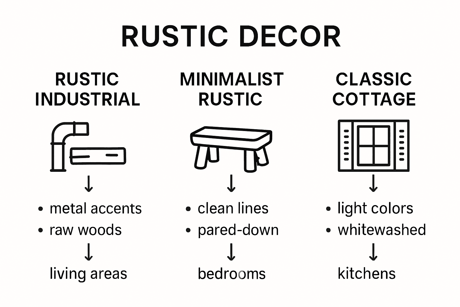 Infographic of rustic decor style variations