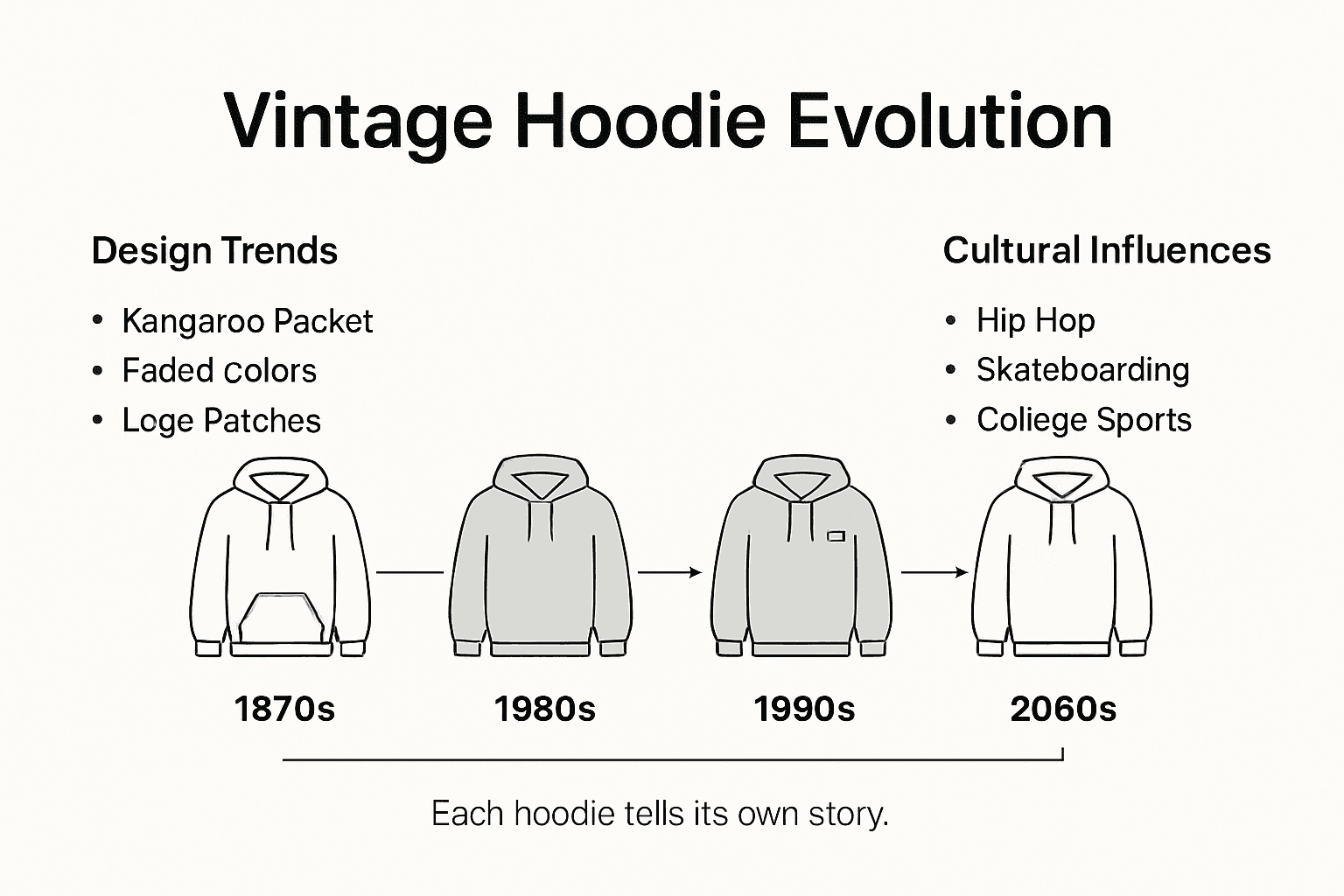 Infographic showing vintage hoodie design and culture