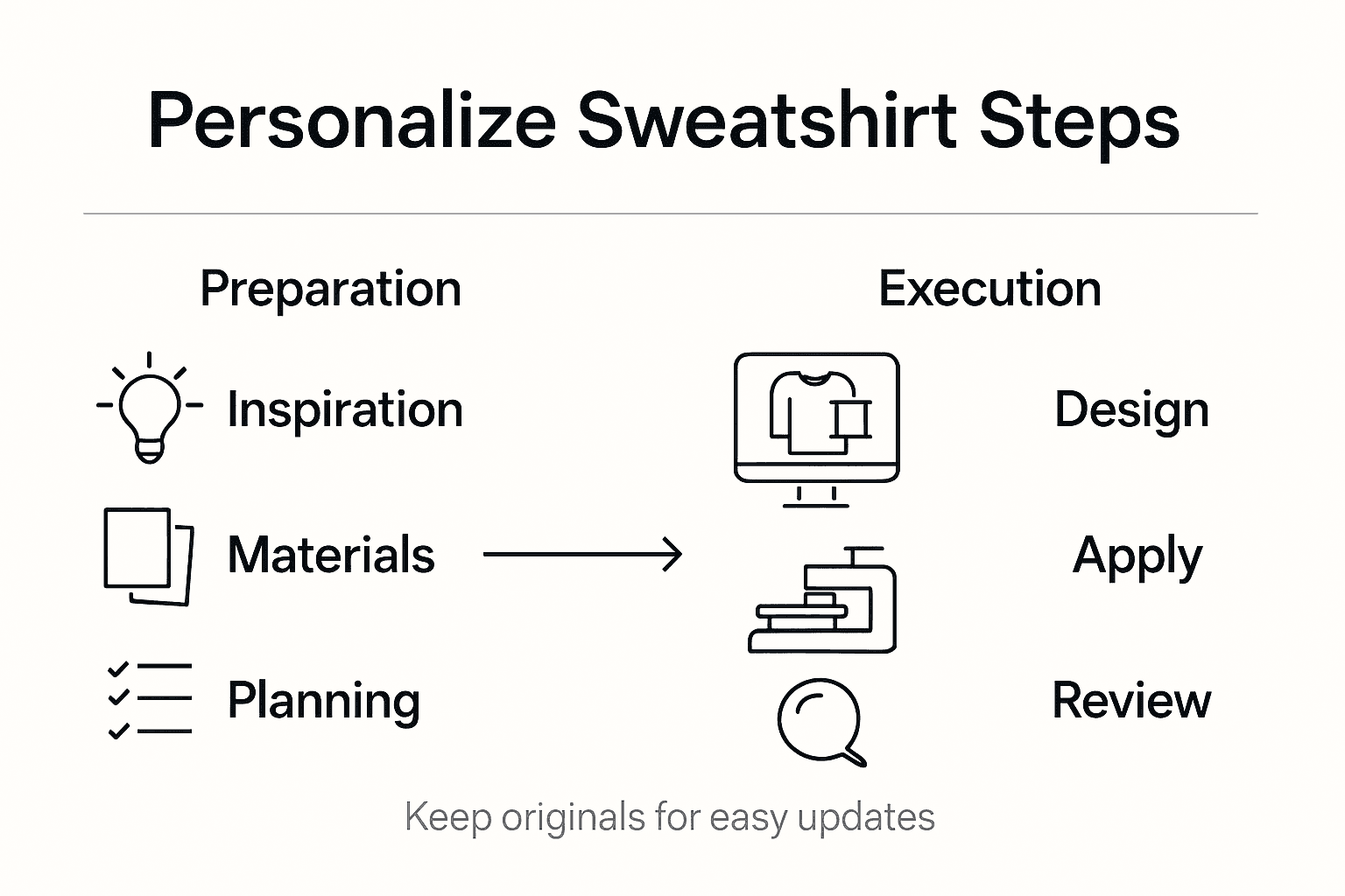 Infographic with sweatshirt personalization steps