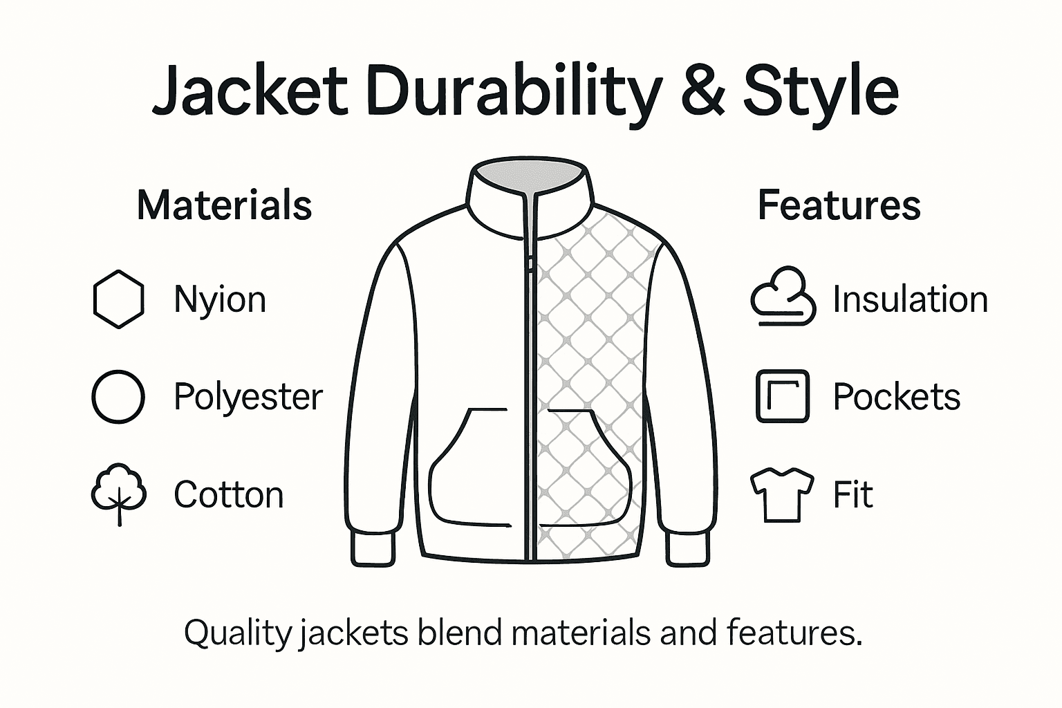 Infographic showing jacket materials and features