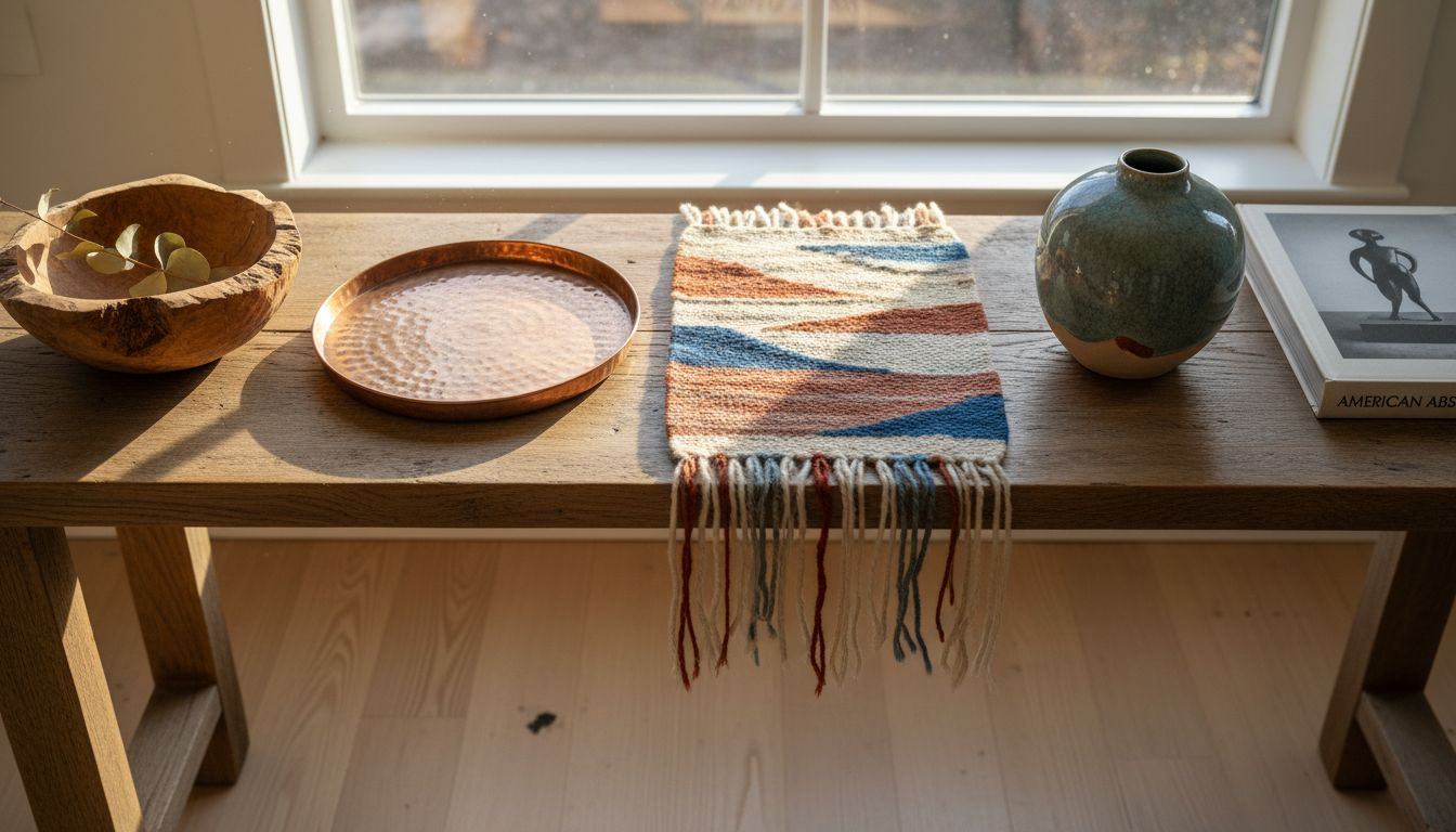 Handcrafted wood, metal, textile, ceramic decor