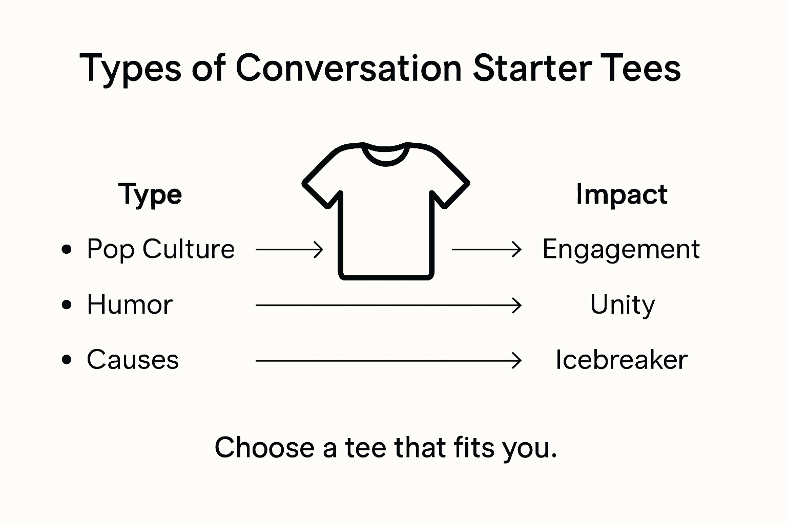 Infographic showing types and benefits of tees