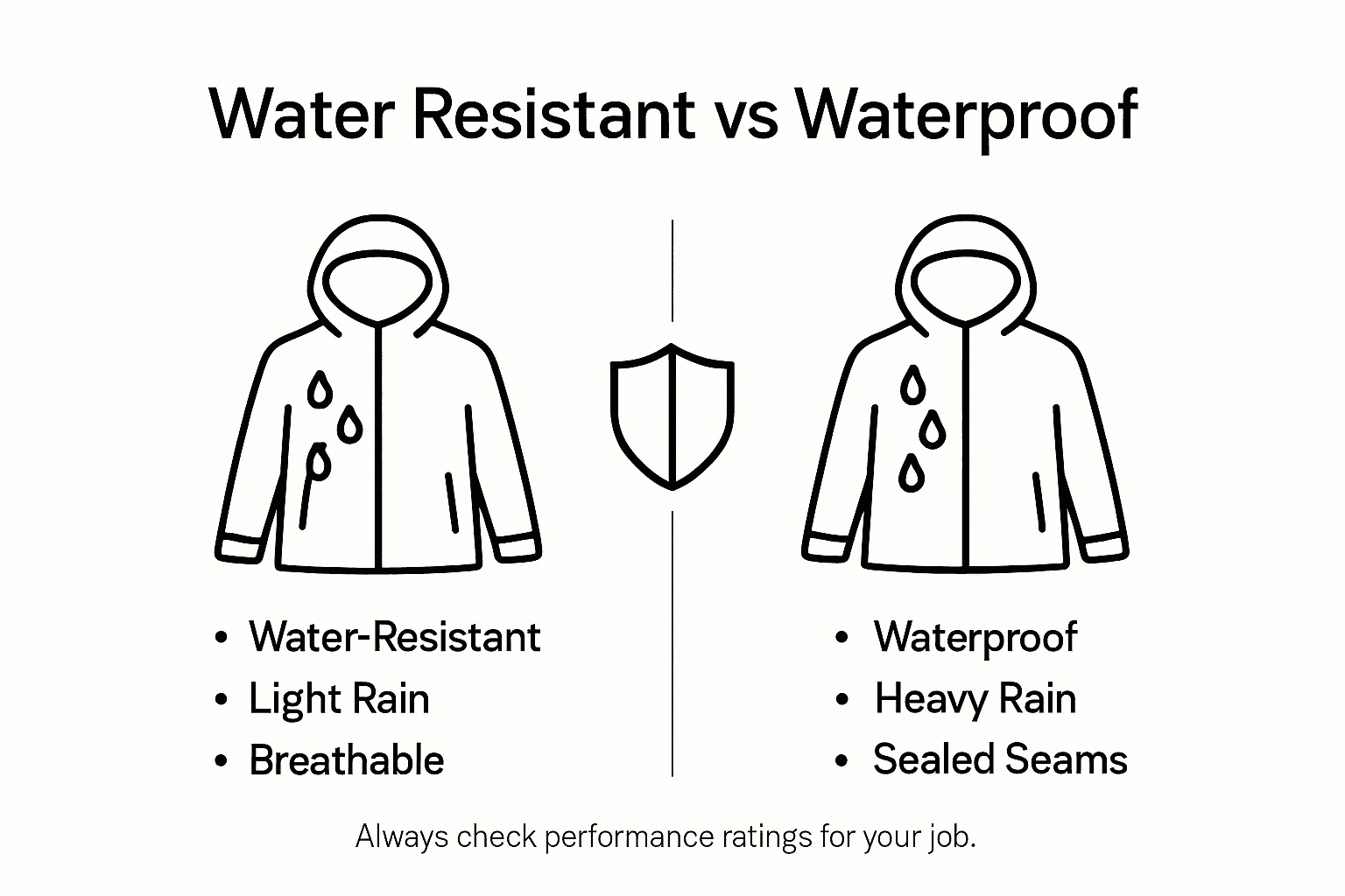 Infographic comparing water-resistant and waterproof features