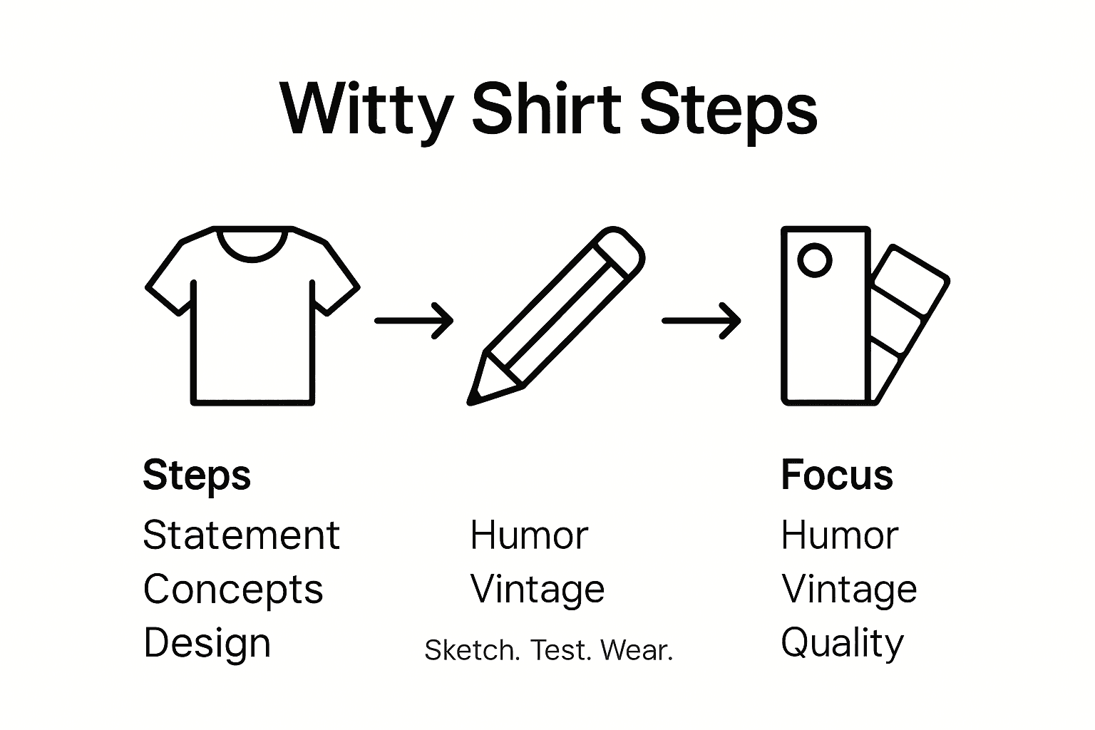 Infographic showing witty shirt creation steps